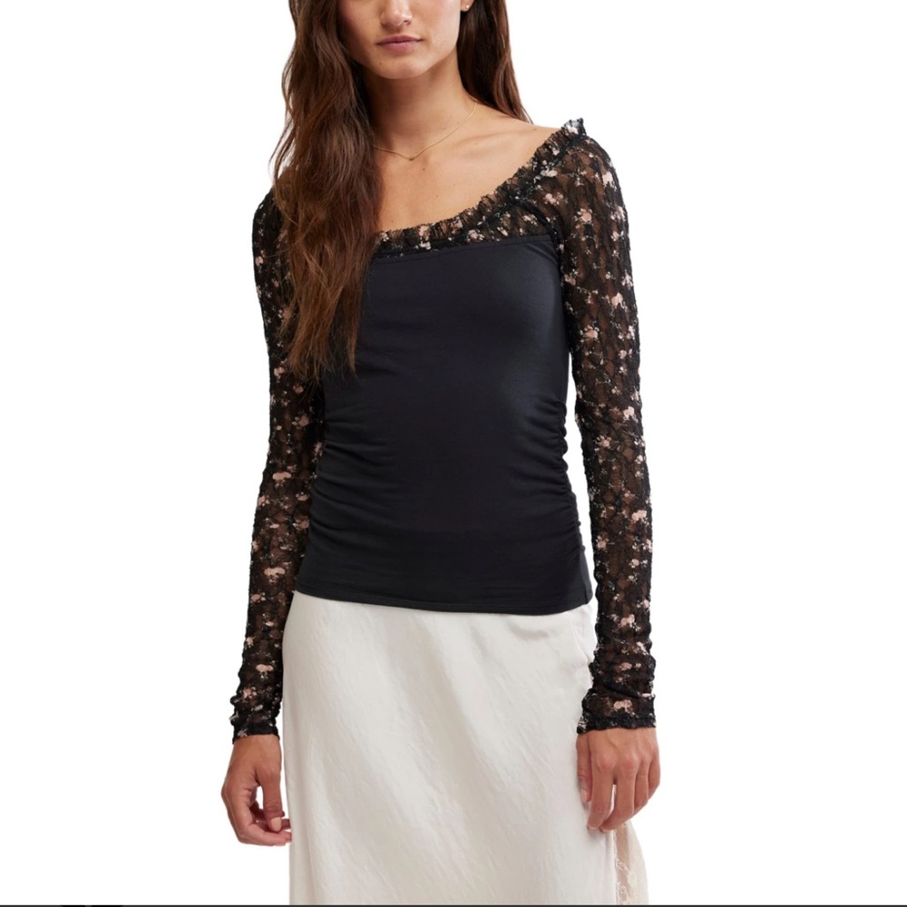 Free People Josie Long Sleeve Top In Black Combo